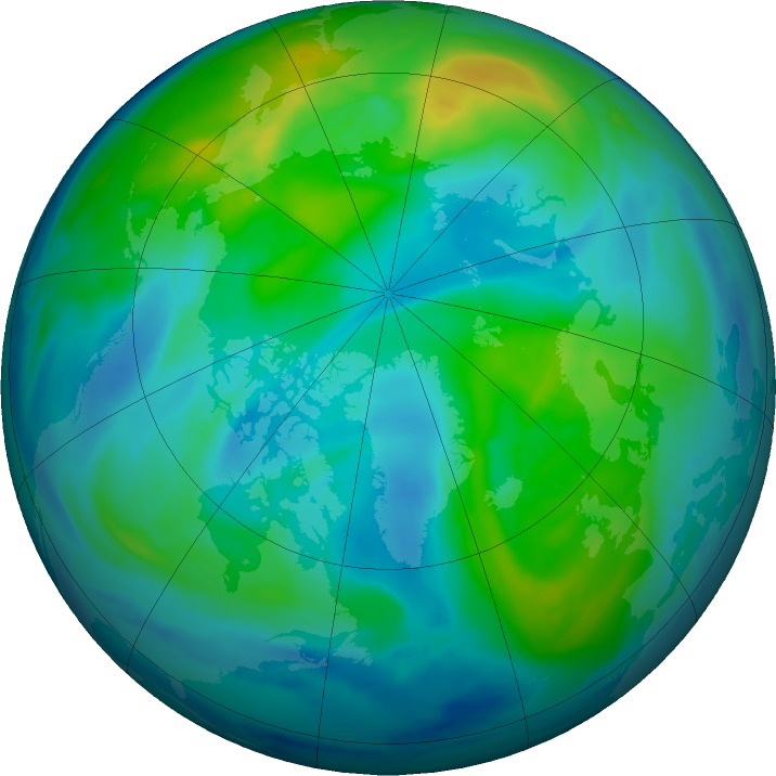 Arctic ozone map for 29 October 2023